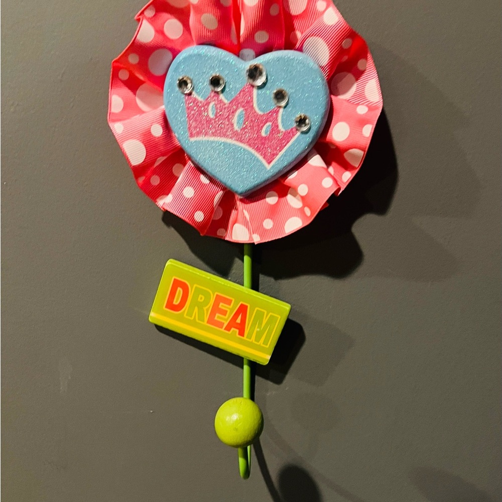 Pink, Blue, and Green Dream Heart Crown Wall Hook